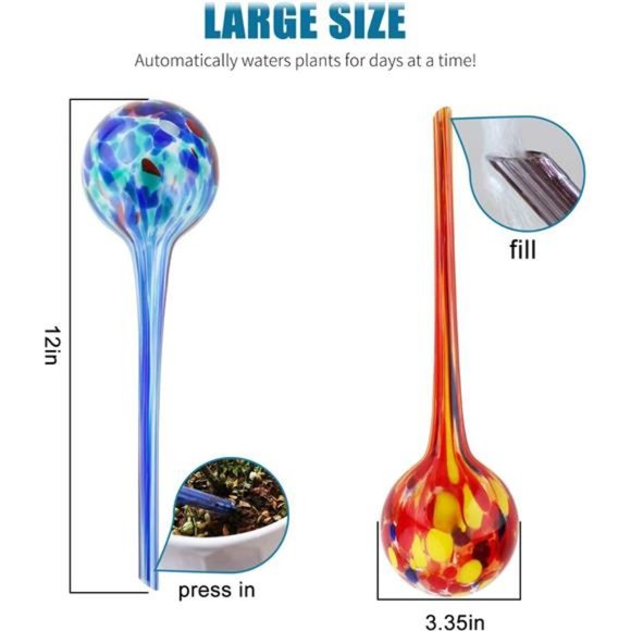Plant Watering Globes, 2 Pieces Automatic Watering Bulbs with 2 Tags - Picture 3 of 8